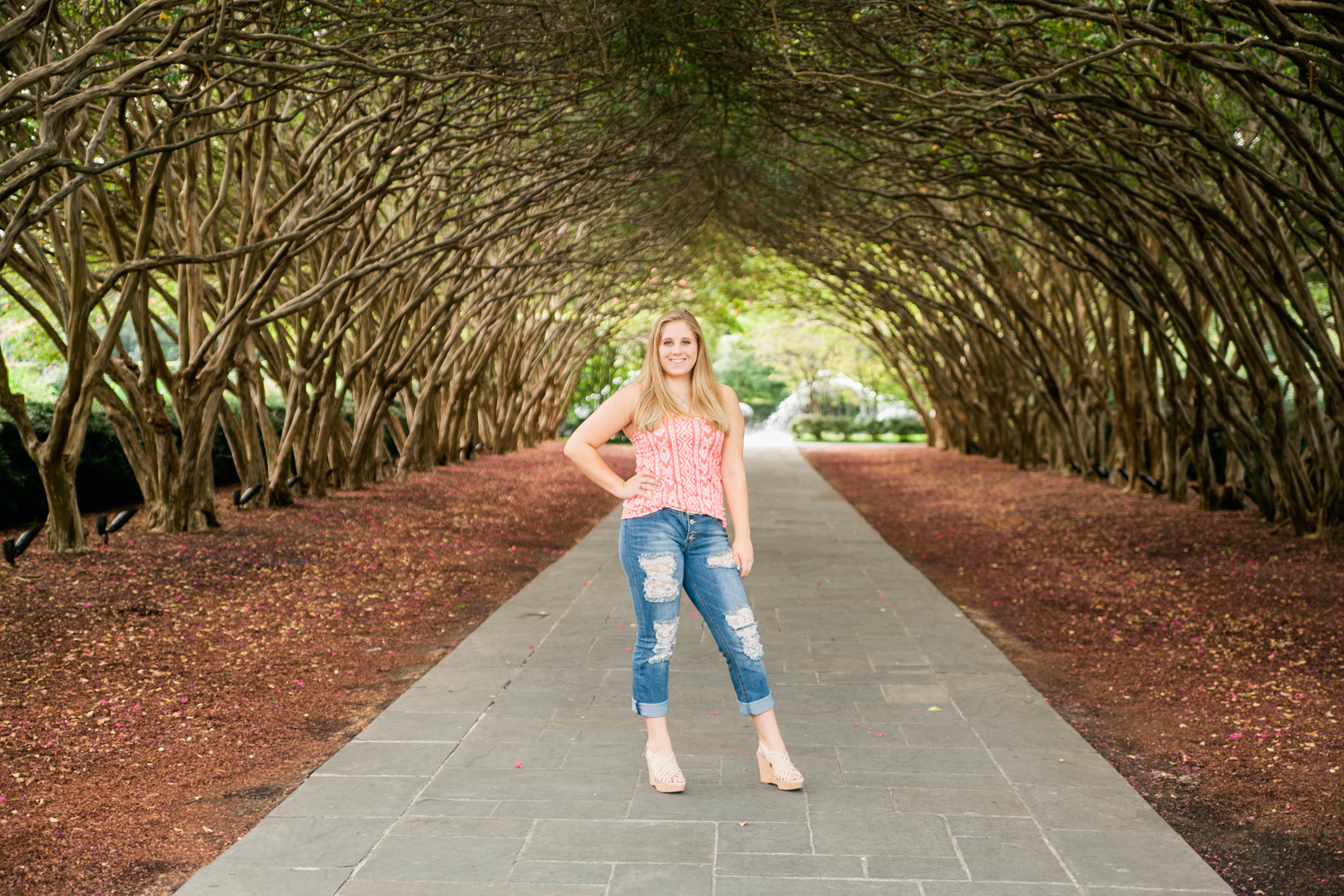 Senior portraits photographed at the Dallas Arboretum by photographer Amber Knauss of Golightly Images