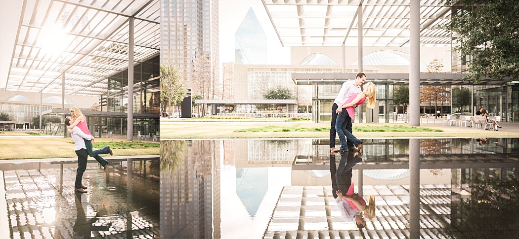 Engagement session in downtown Dallas photographed by north Dallas, Tx area photographer Amber Knauss of Golightly Images.